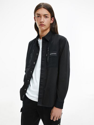 Calvin Klein Ruhák HU666414 | Calvin Klein Material Mix Férfi Ingdzseki Fekete